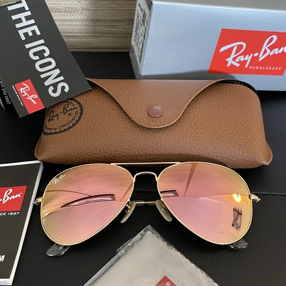 LIKE NEW RayBan Aviator RB3025 Copper Mirror Flash Lens Ray ban Sunglasses - Picture 2 of 16